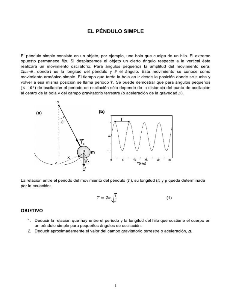 Péndulo Simple | PDF | Péndulo | Oscilación
