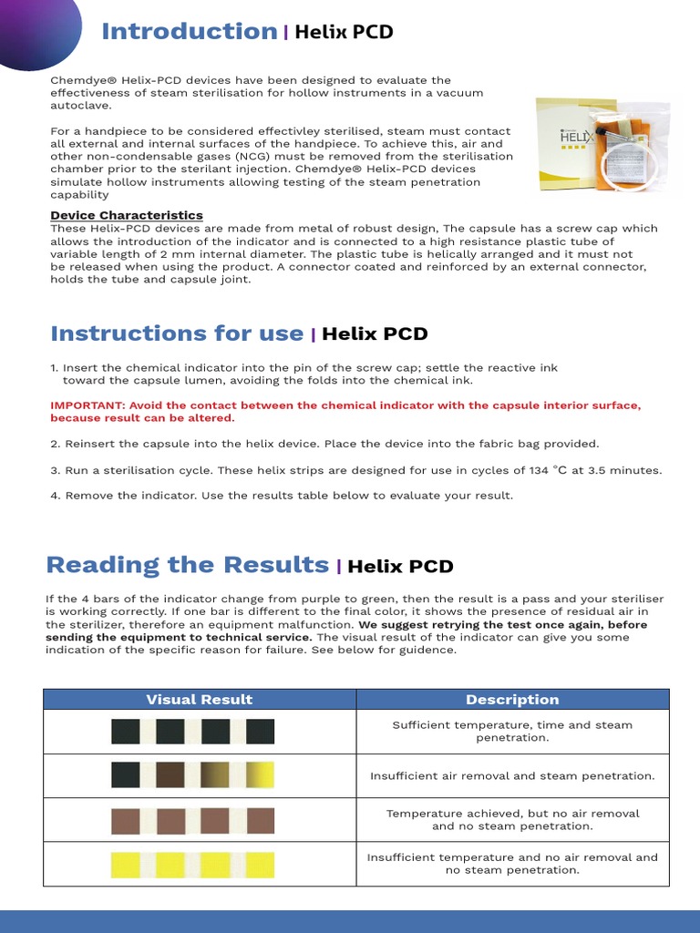Chemdye Helix Instructions PDF Sterilization (Microbiology) Chemistry