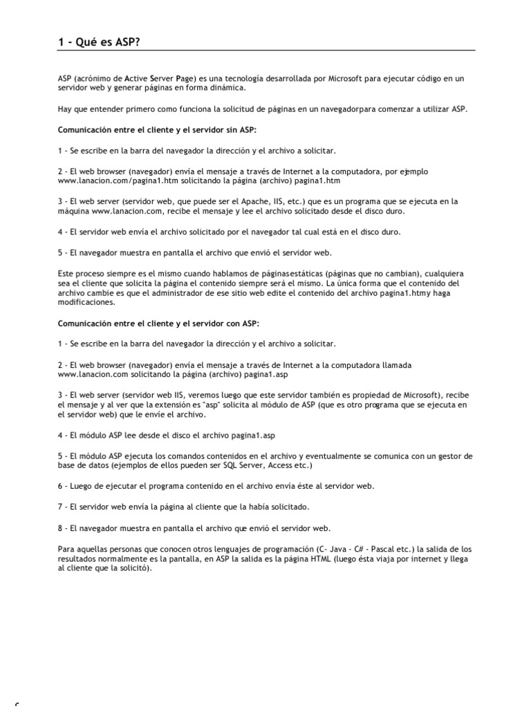 Tutorial de ASP 3.0 | PDF | Páginas del servidor activo | Servidor web