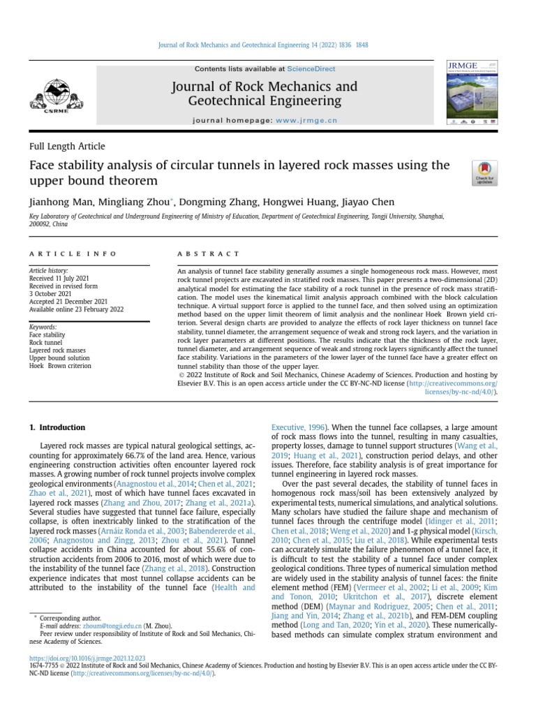 Tunnel Face Stability in Layered Rock | PDF | Mathematical Optimization ...