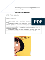 ROTEIRO DE TRABALHO ESQUETE LIVRO Pois É Lá Vou Eu