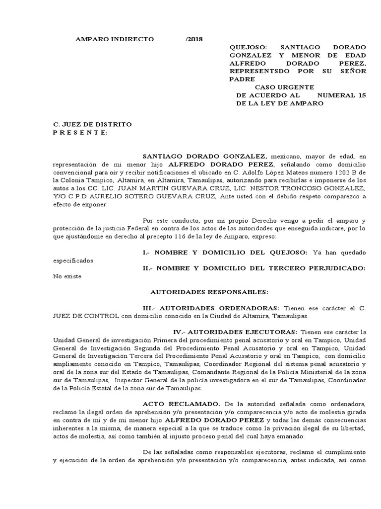 Amparo Indirecto VS Orden de Aprehension) | PDF | Violación | Debido al ...