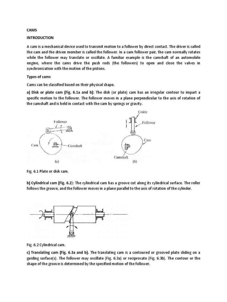Cam and Follower Part 1 PDF Acceleration Velocity
