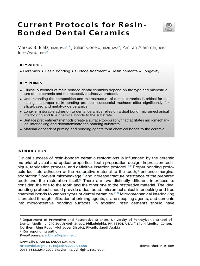 Resin-Bonded Dental Ceramics Guide | PDF | Ceramics | Dental Degree