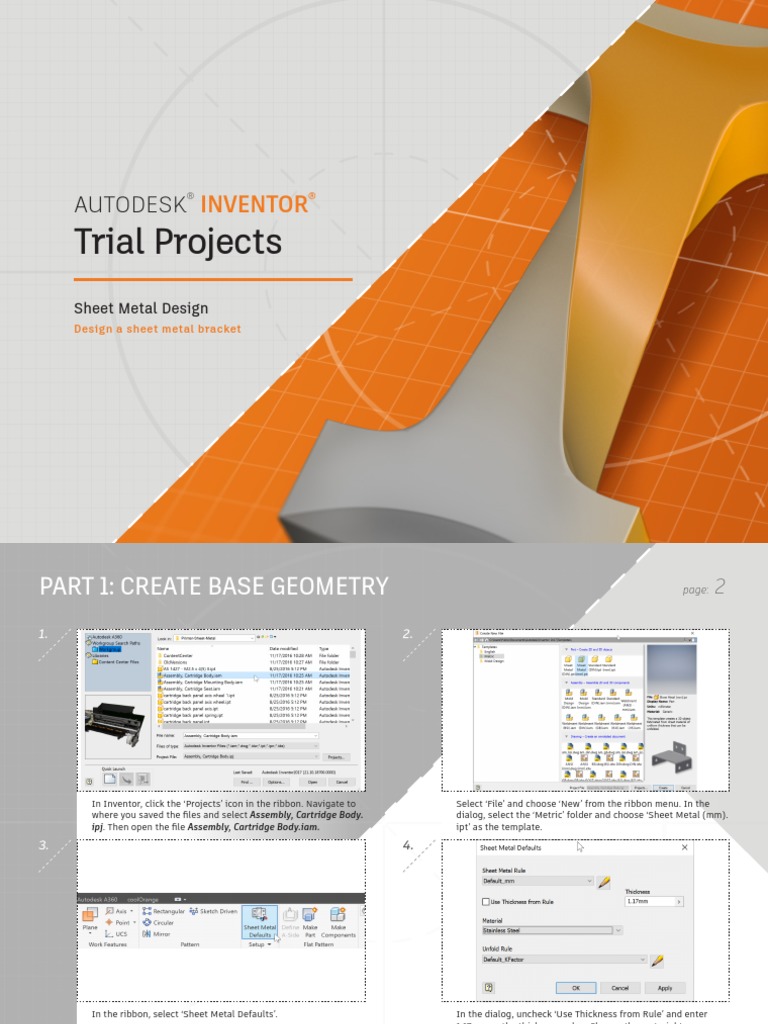 Inventor Project Sheet Metal Guide | PDF | Menu (Computing)