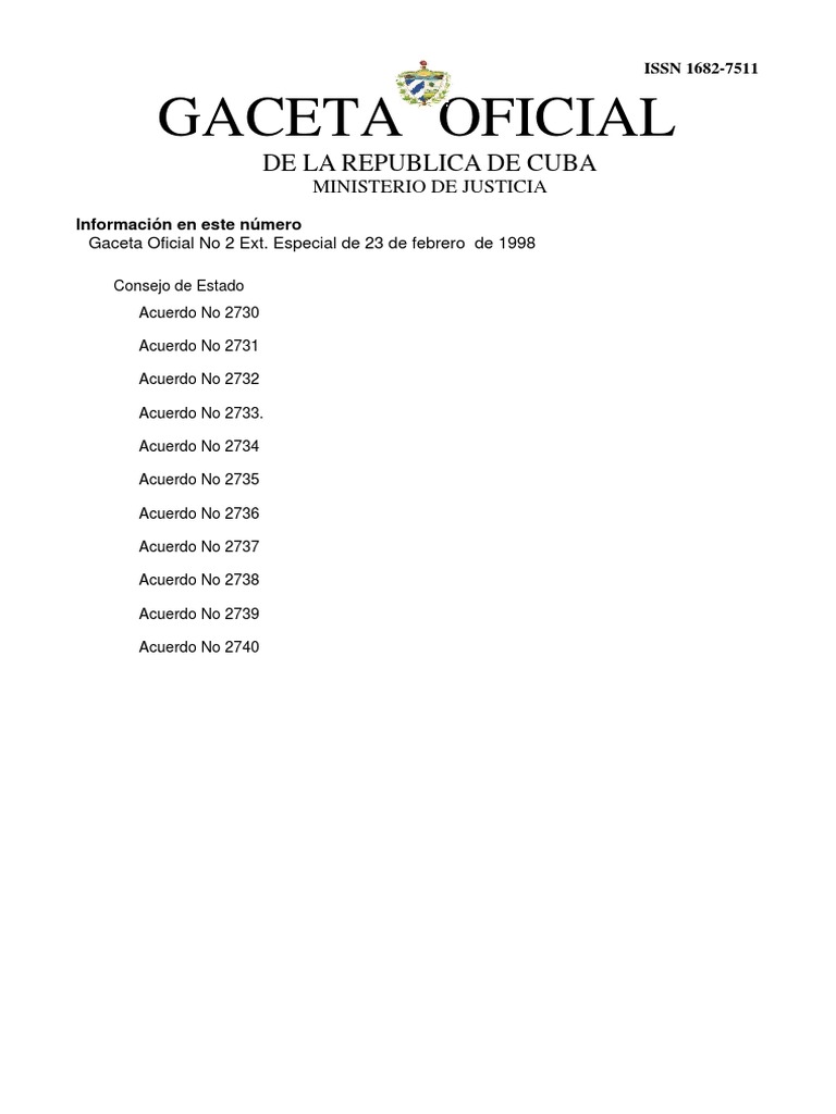 Gaceta Oficial de La Republica de Cuba PDF