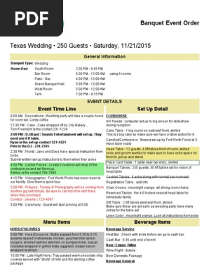 Banquet Event Order Template
