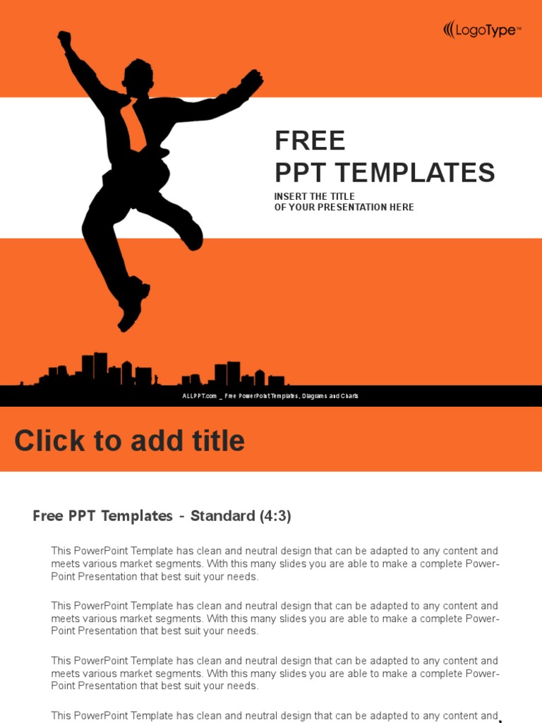 Business Man Silhouette PowerPoint Templates Standard PDF