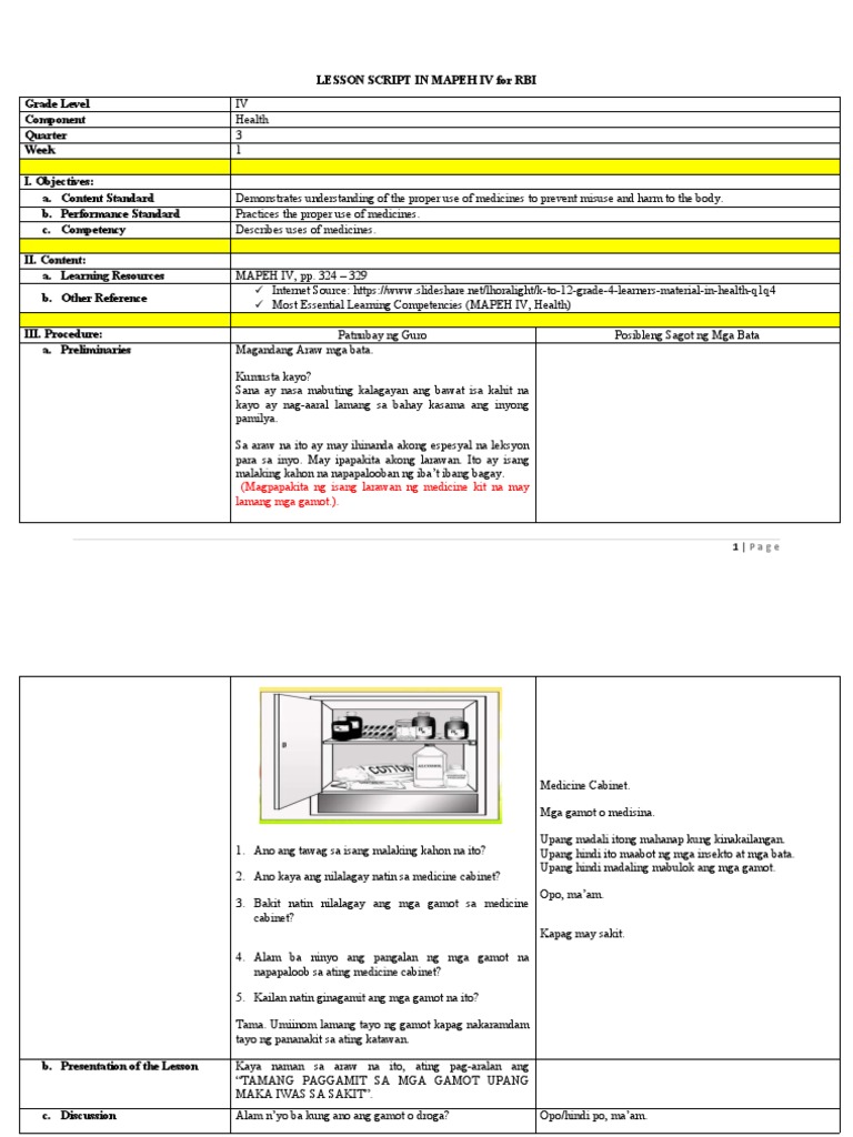 Lesson Plan Mapeh Division Pdf