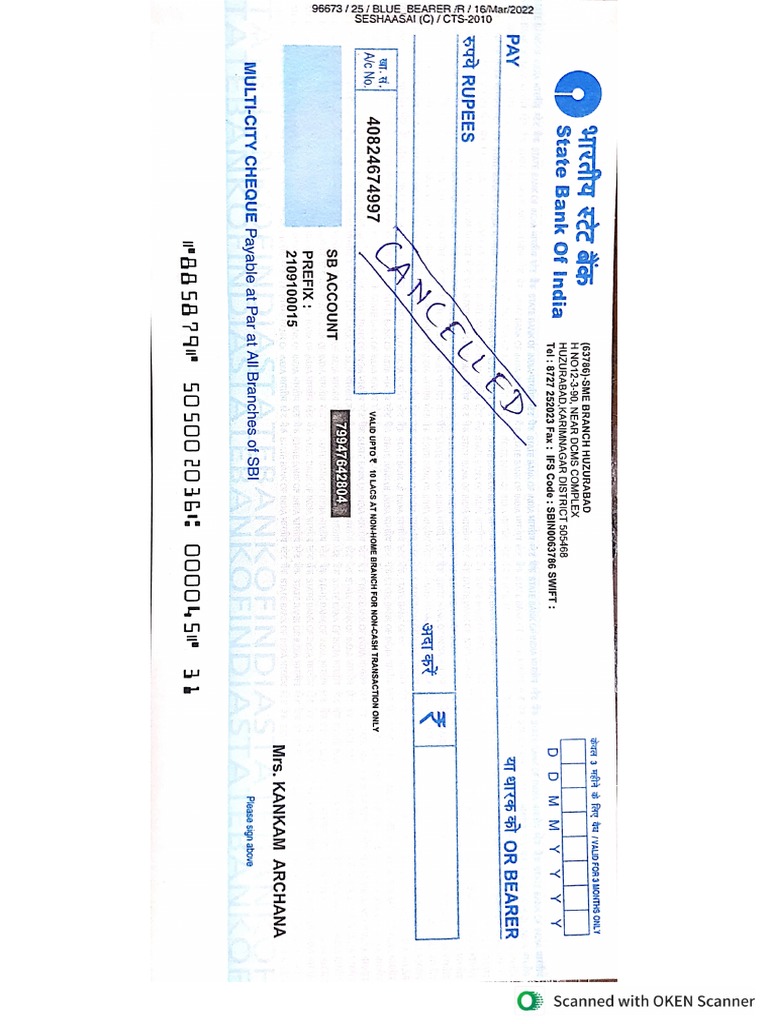 Cancelled Cheque PDF