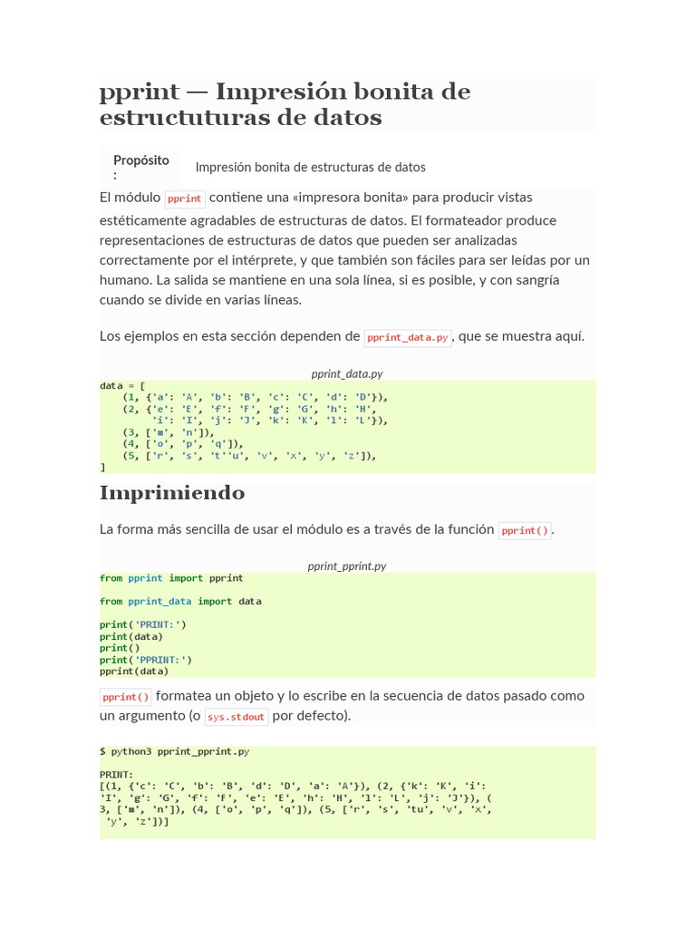 Impresión Bonita con pprint en Python | PDF | Informática ...