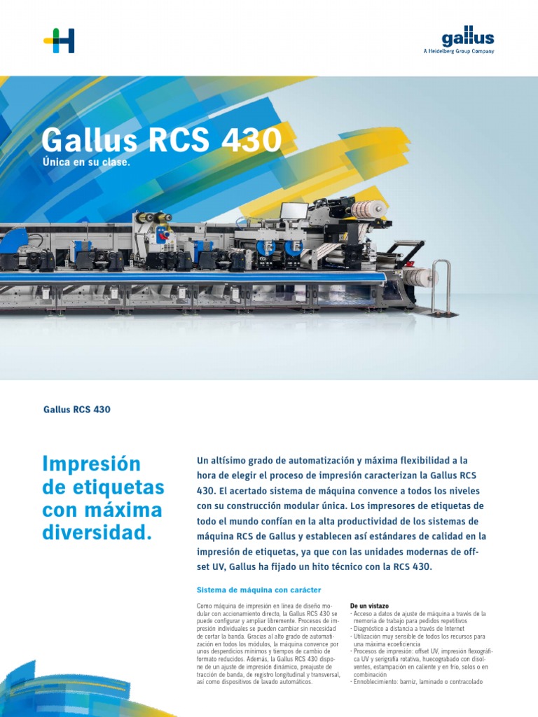 Gallus RCS 430: Impresión de Etiquetas Avanzada | PDF | Impresión ...