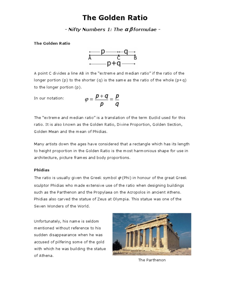 Golden Ratio  Quadratic Equation  Ratio