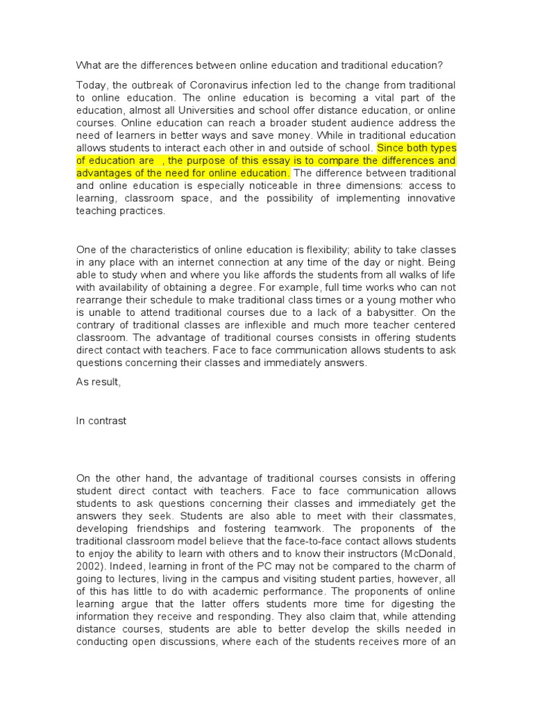 Online vs. Traditional Education Differences | PDF | Distance Education ...