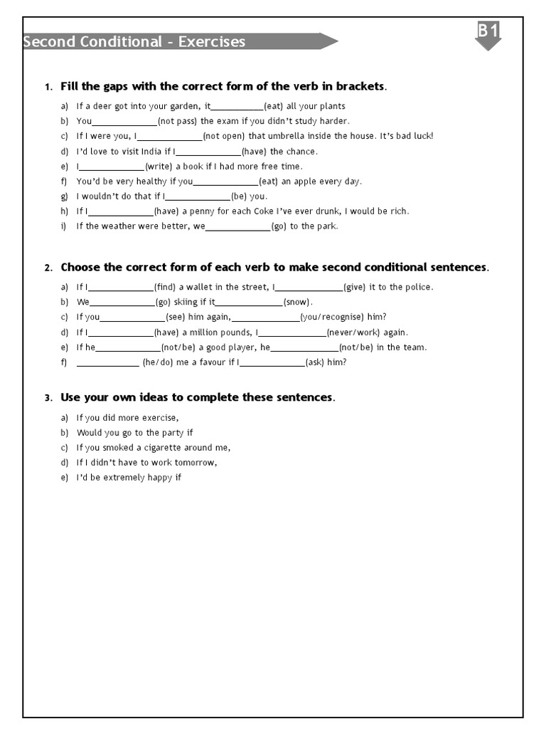 Second Conditional Exercises for B1 Learners | PDF