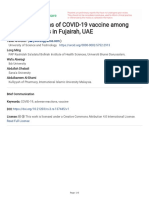 Adverse Reactions of COVID-19 Vaccine Among Frontline Workers in Fujairah, UAE