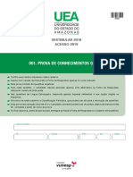 UEAM1801 - VESTIBUALR 2018 ACESSO 2019 - Prova de Conhecimentos Gerais