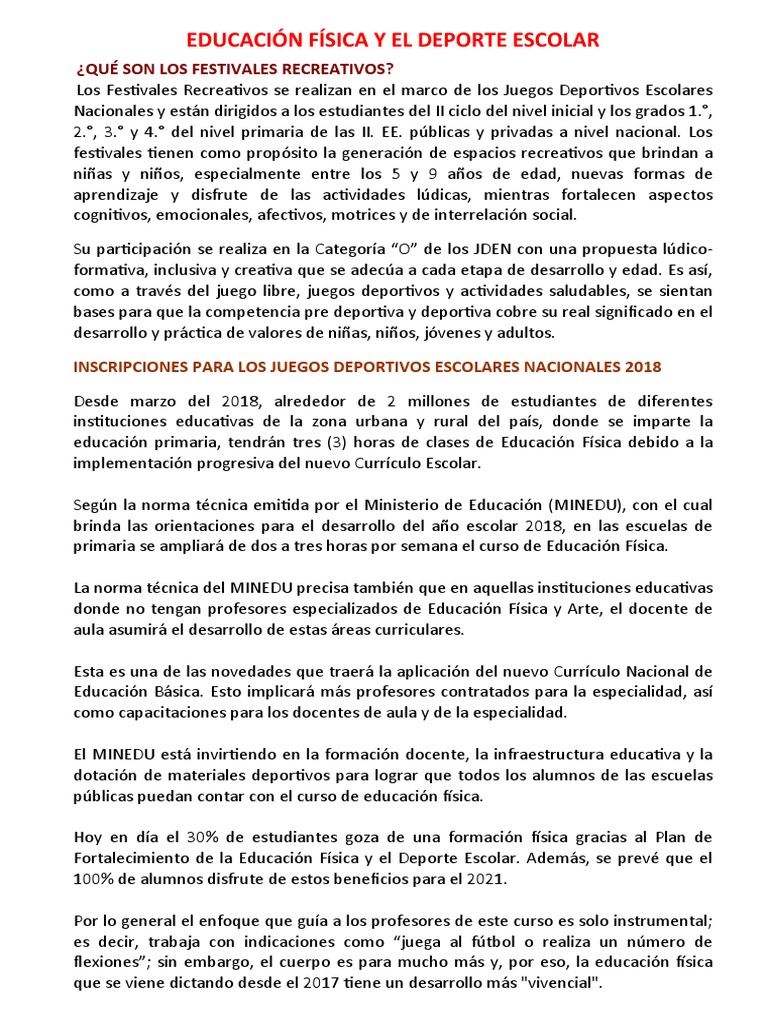 Educación Física y El Deporte Escolar | PDF | Educación Física ...