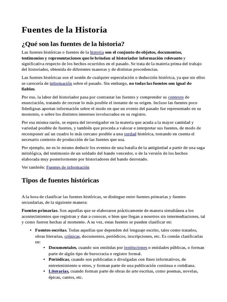 Tipos y Fuentes de la Historia | PDF | Información | Historiador