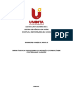 Importância Da Psicologia para Atuação e Formação em Profissionais Da Saúde