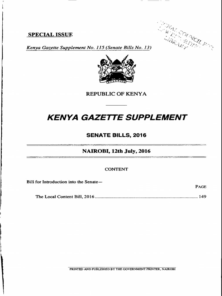 Local Content Bill 2016 Overview | PDF | Committee | Employment