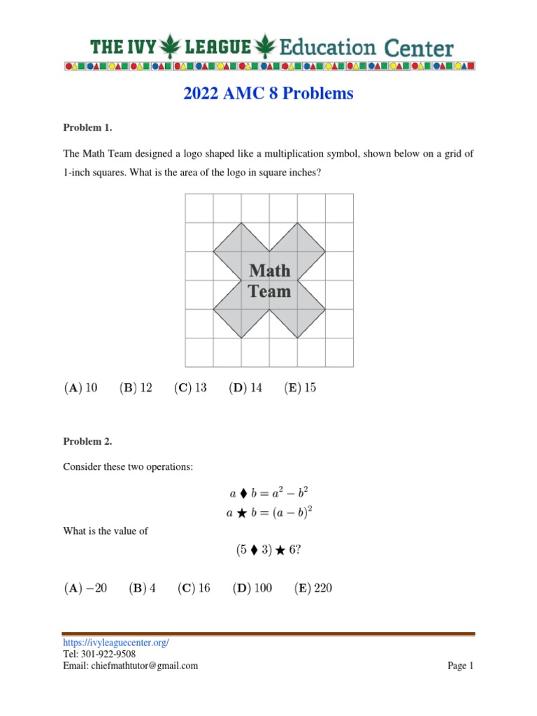 2022 Amc 8 Problems and Answers PDF Average Numbers
