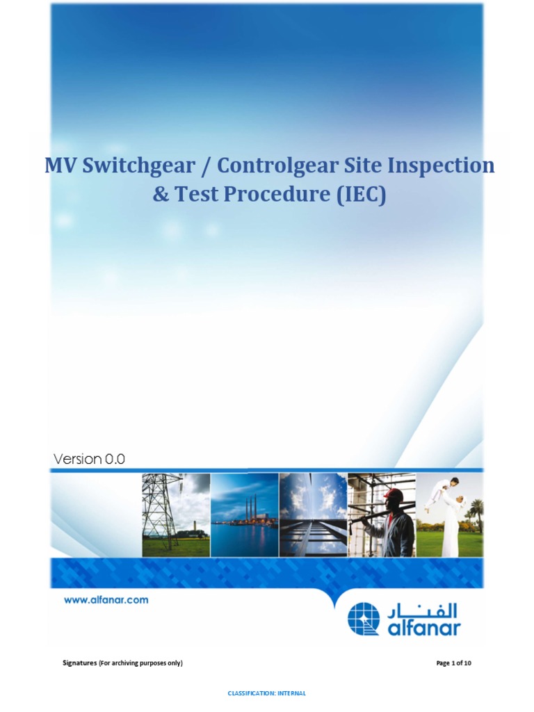 AE04T&CWI02401 MV Switchgear and Controlgear Site Inspection and