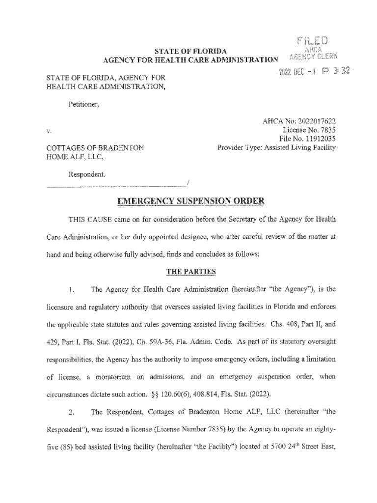 December1 Emergency Order To Shut Facility | PDF