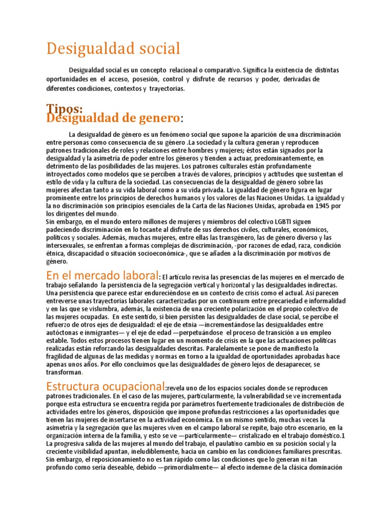 Desigualdad y Discriminación Social | PDF | Discriminación ...