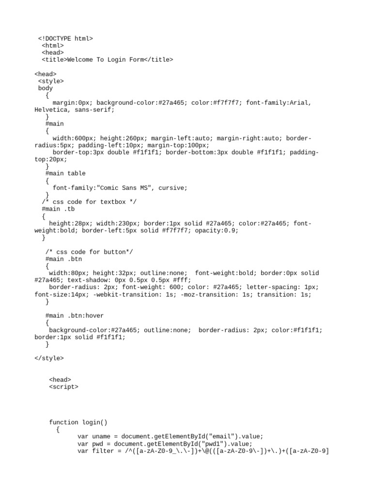 Login page with javascript pdf login access control