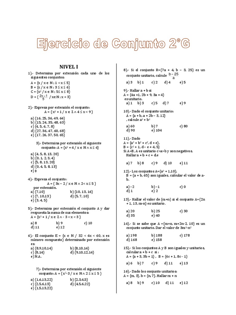 Ejercicios de Conjuntos y Números | PDF