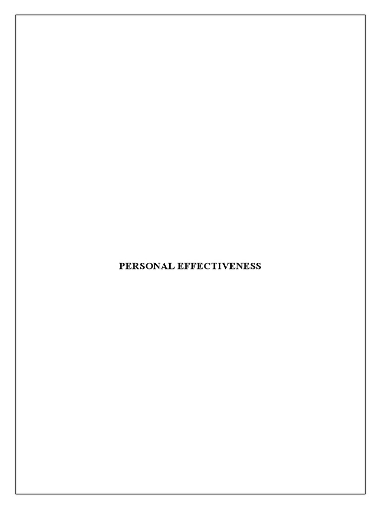 Improve Personal Effectiveness Through Skill Development Pdf