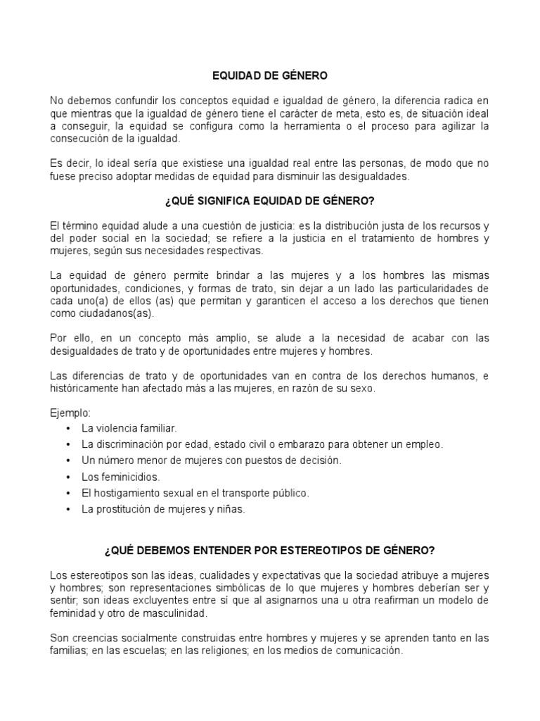 Equidad de Genero Trabajo | PDF | Igualdad de género | Estudios de género