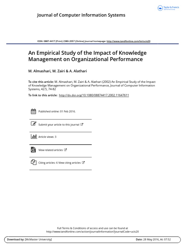65 An Empirical Study of The Impact of Knowledge Management On ...