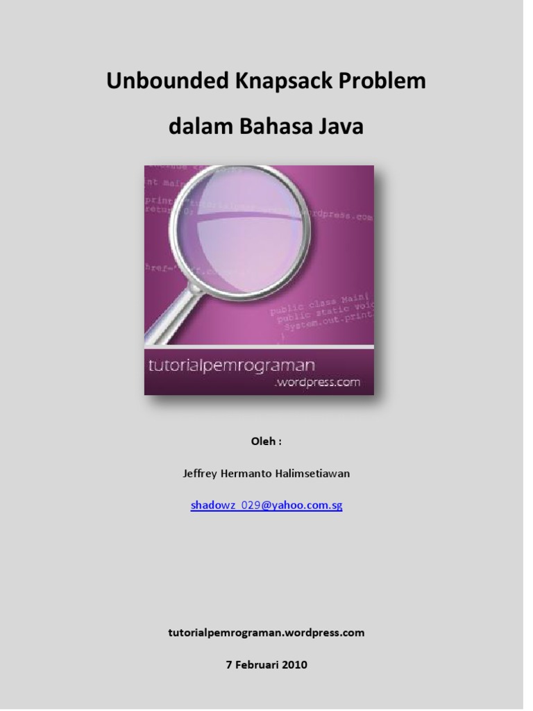 Unbounded Knapsack Problem Dalam Bahasa Java | PDF