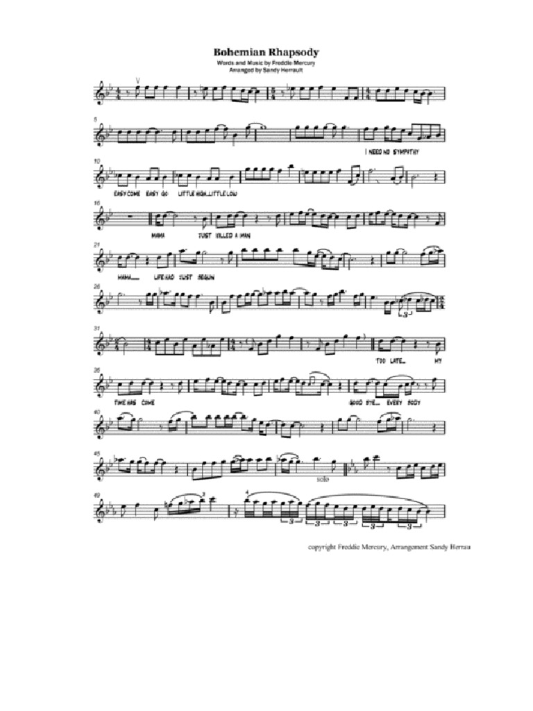Bohemian rhapsody violin pdf