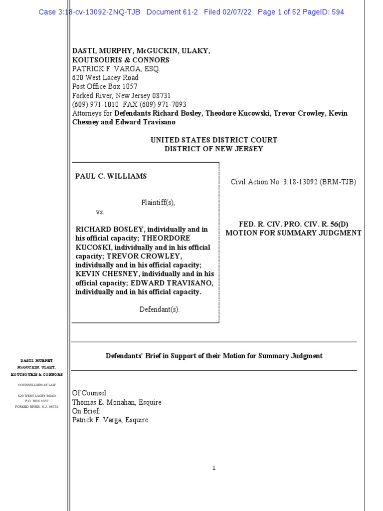 2/07/22 Defendant's Brief in Support of Their Motion For Summary