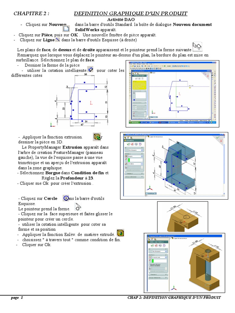 Création de pièces et lamages SolidWorks | PDF | Informatique | Logiciel