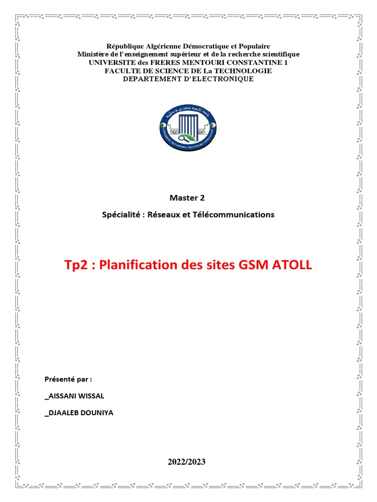Planification des Sites GSM avec Atoll | PDF | Antenne (Radio ...