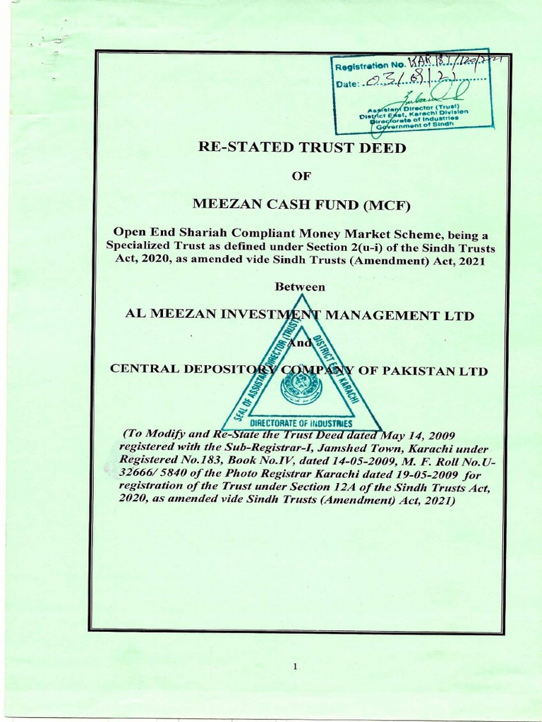 Meezan Cash Fund Trust Deed | PDF