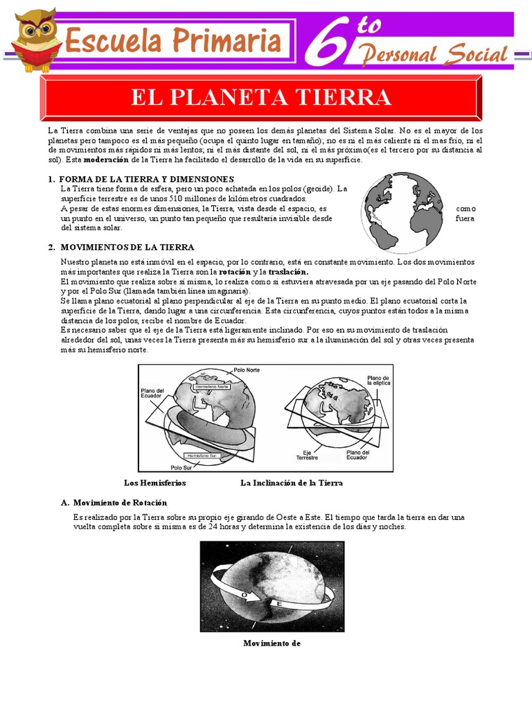 El Planeta Tierra para Sexto de Primaria | PDF | Luna | Tierra