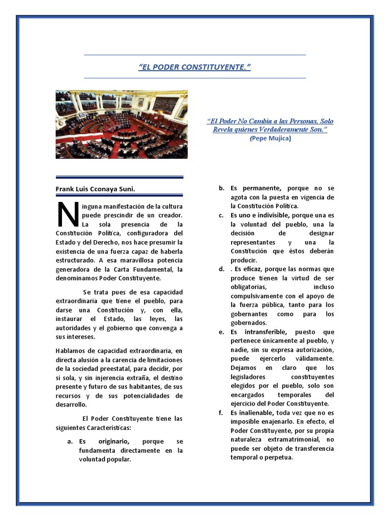El Poder Constituyente Imprimir Pdf Constitución Estado Política