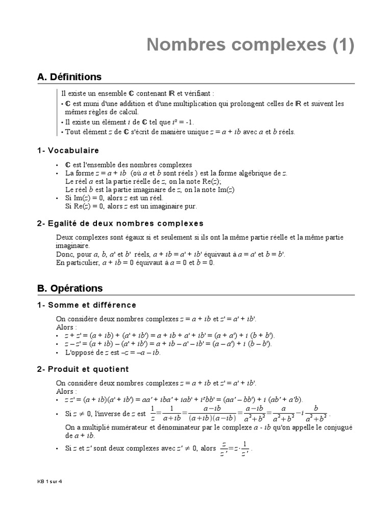 Produit des Nombres Complexes | PDF | Nombre complexe | Concepts ...