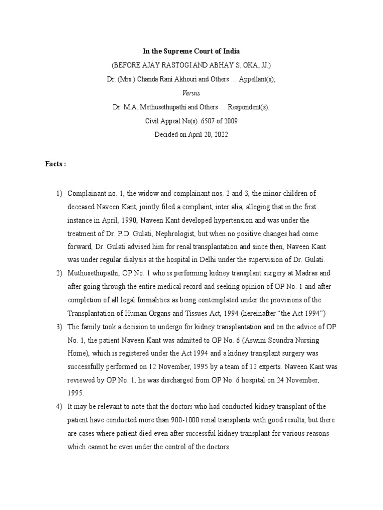 Supreme Court rules on medical negligence case involving kidney Supreme Court rules on medical negligence case involving kidney