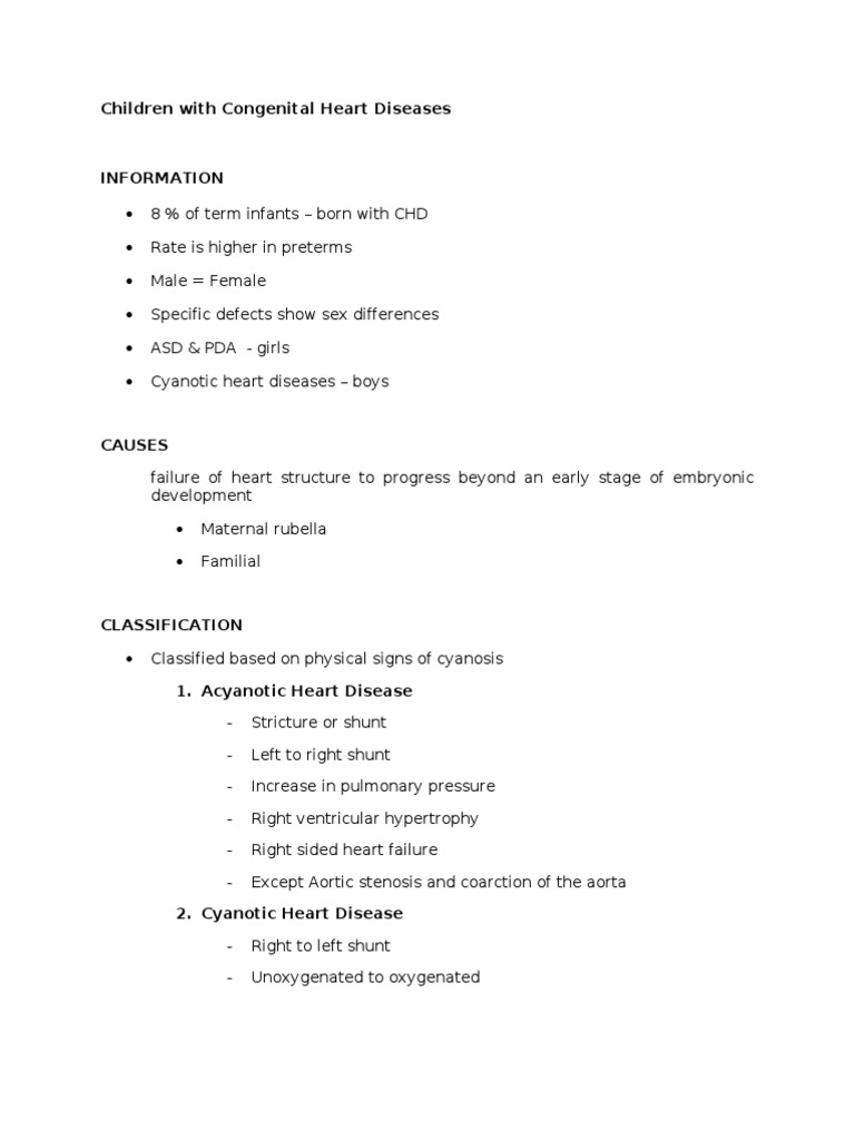 Congenital Heart Disease Overview | PDF | Congenital Heart Defect ...