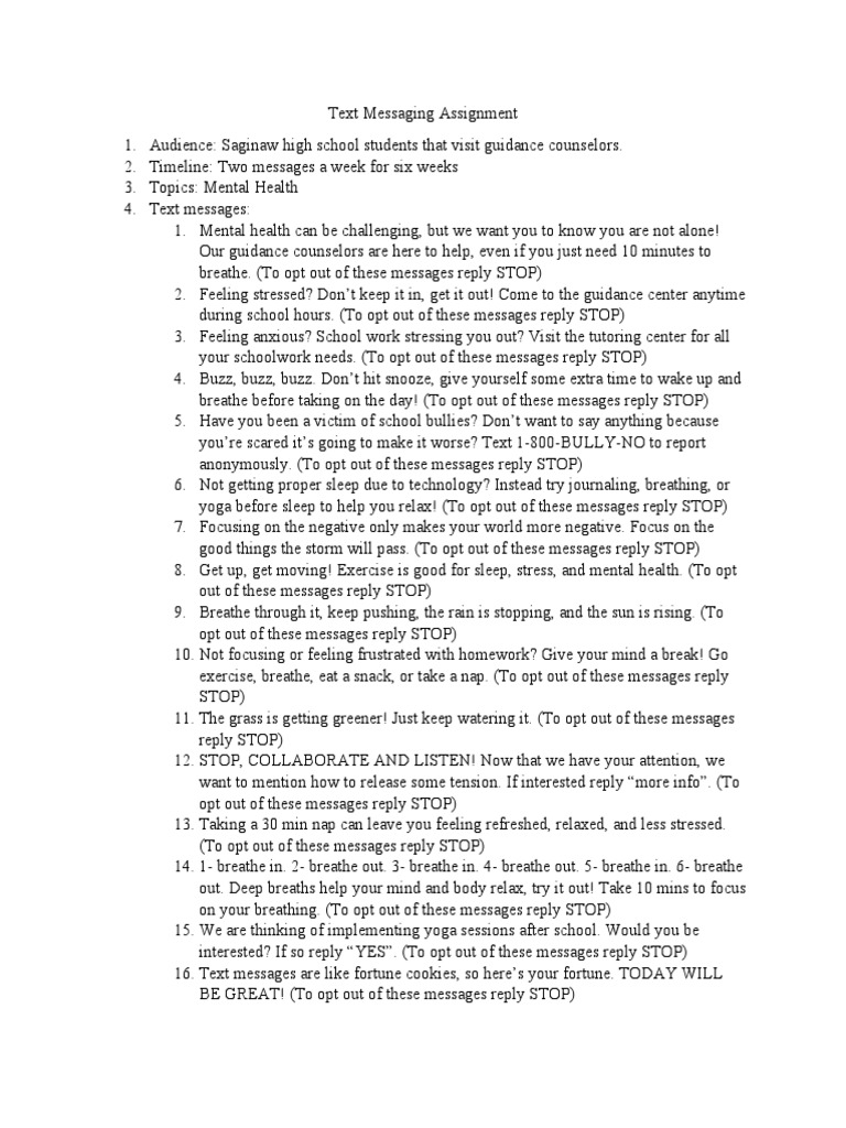Mental Health Text Program for Teens | PDF | Psychology