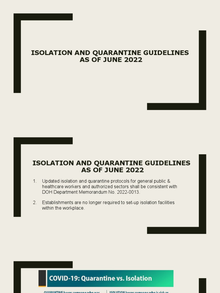 Isolation Quarantine Guidelines PDF Public Health Viral