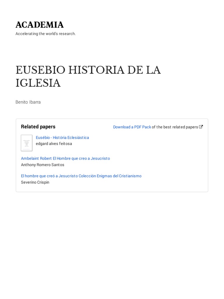 Eusebio Historia Iglesia | PDF | Eusebio | arrianismo