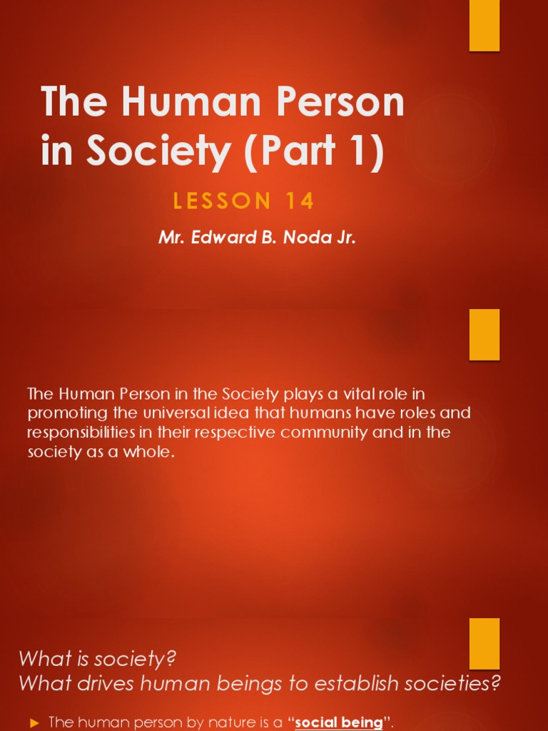 Lesson 14 the human person in society part 1 hand outs pdf
