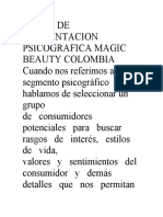 Primera Entrega PERFIL DE SEGMENTACION PSICOGRAFICA MAGIC BEAUTY COLOMBIA